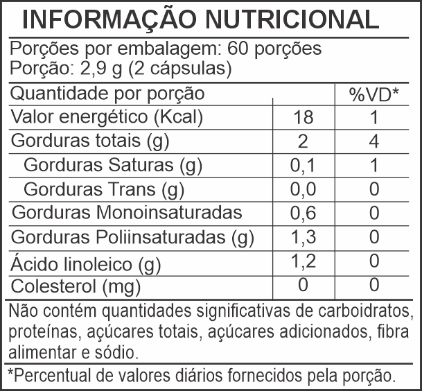 Informação Nutricional - ÓLEO DE LINHAÇA